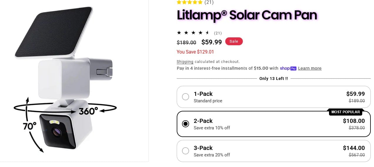 Customer photo review of Litlamp® Solar Cam Pan