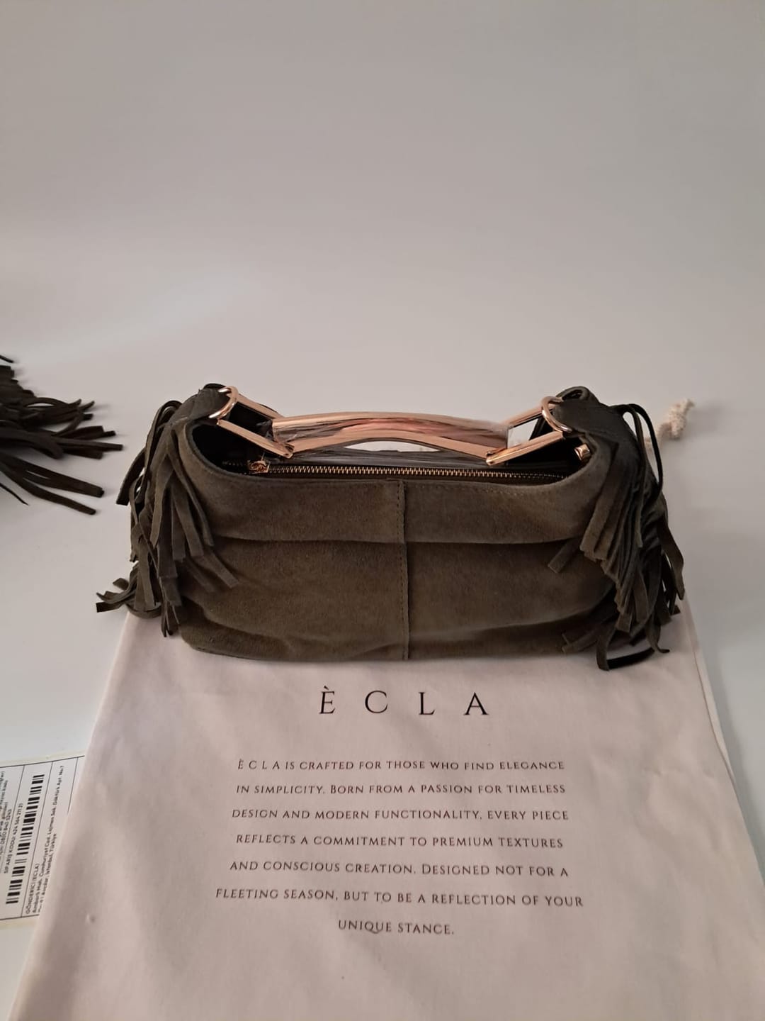 Customer photo review of REA | Püsküllü Hakiki Süet Deri | Zümrüt