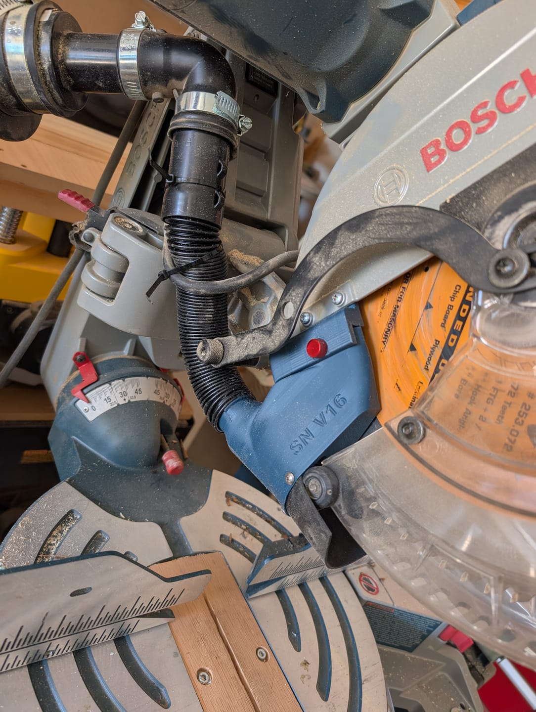 Customer photo review of Dust Collection Chute for Bosch Axial Glide Miter Saw