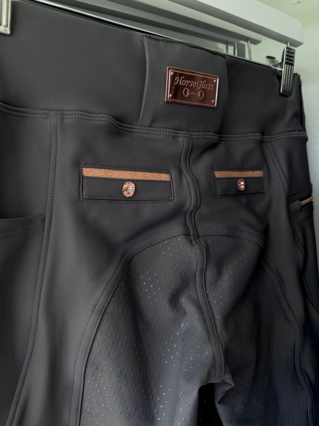 Customer photo review of CRYSTAL KYLIE - RIDING LEGGINGS | SMOKEY GREY ROSE GOLD