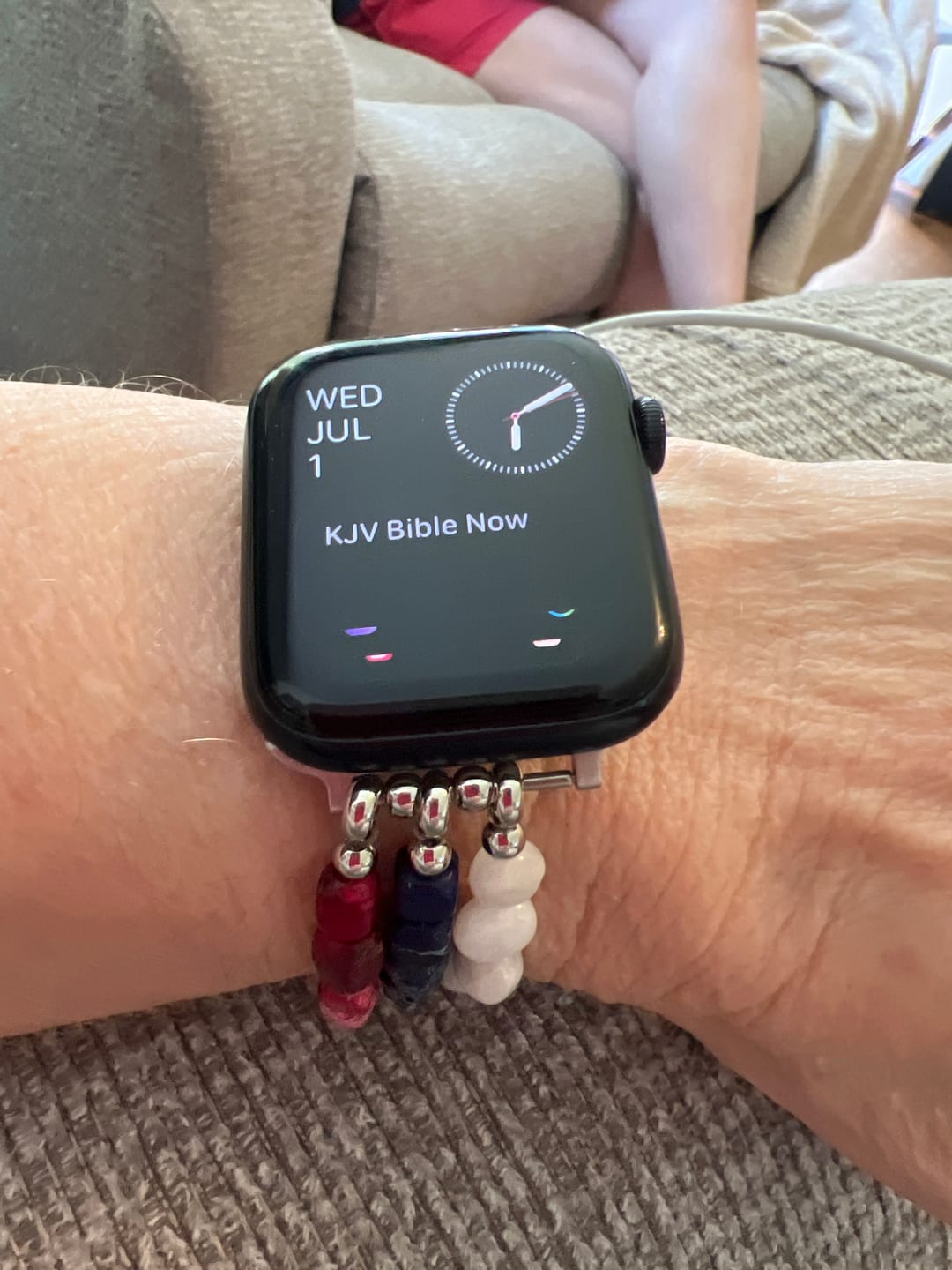 Customer photo review of Independence Flame Stretch Apple Watch Strap