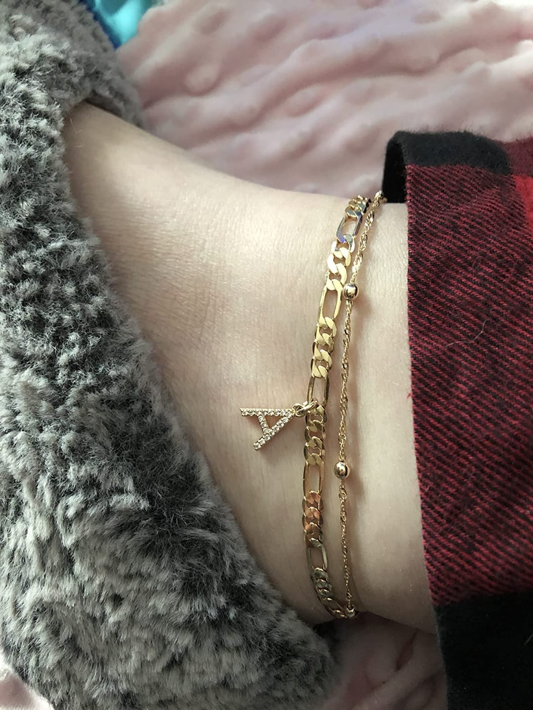 Customer photo review of Asteria™ Initial Ankle Chain