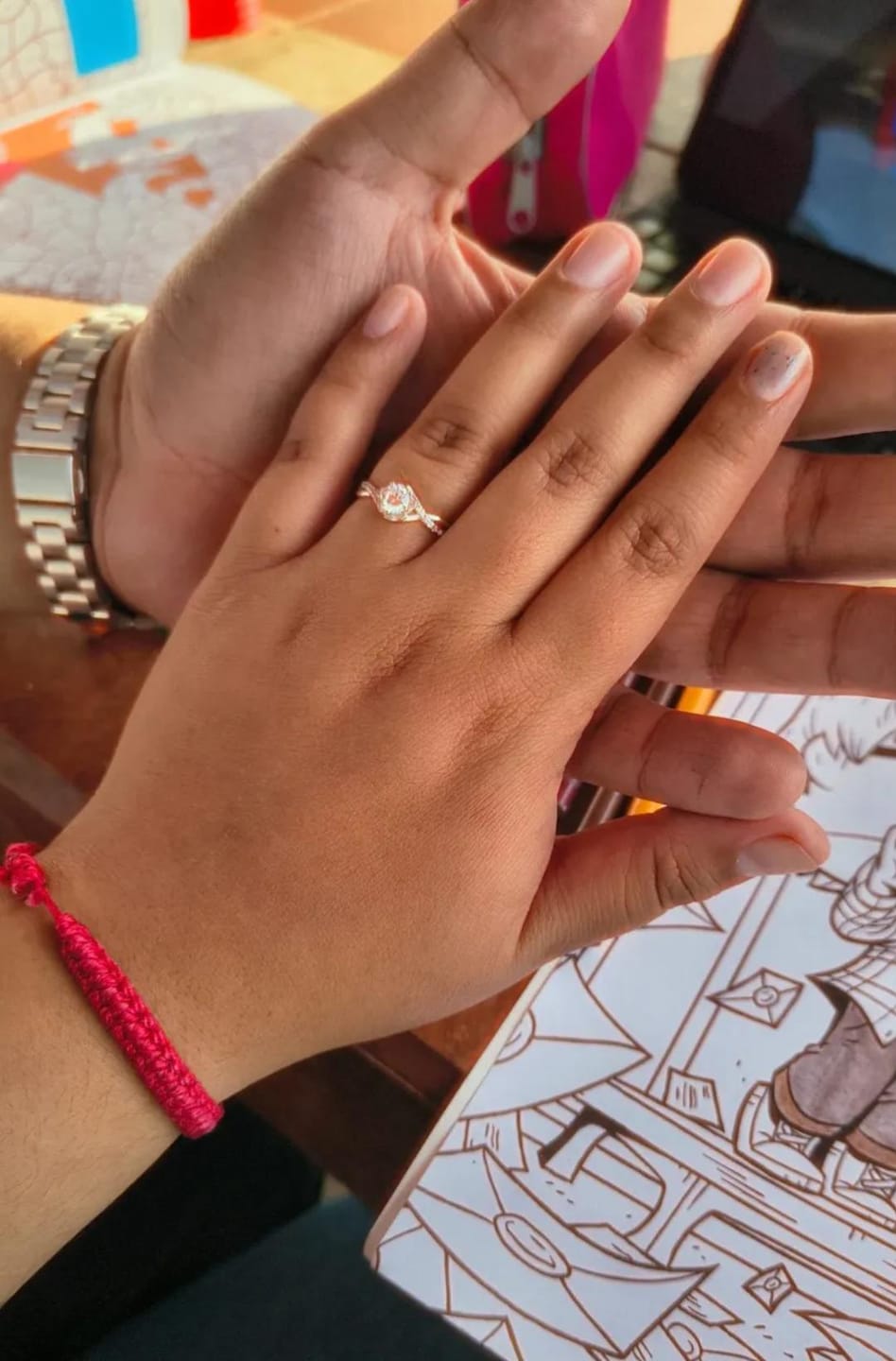 Customer photo review of Anillo Ajustable de Promesa Rose Plata925