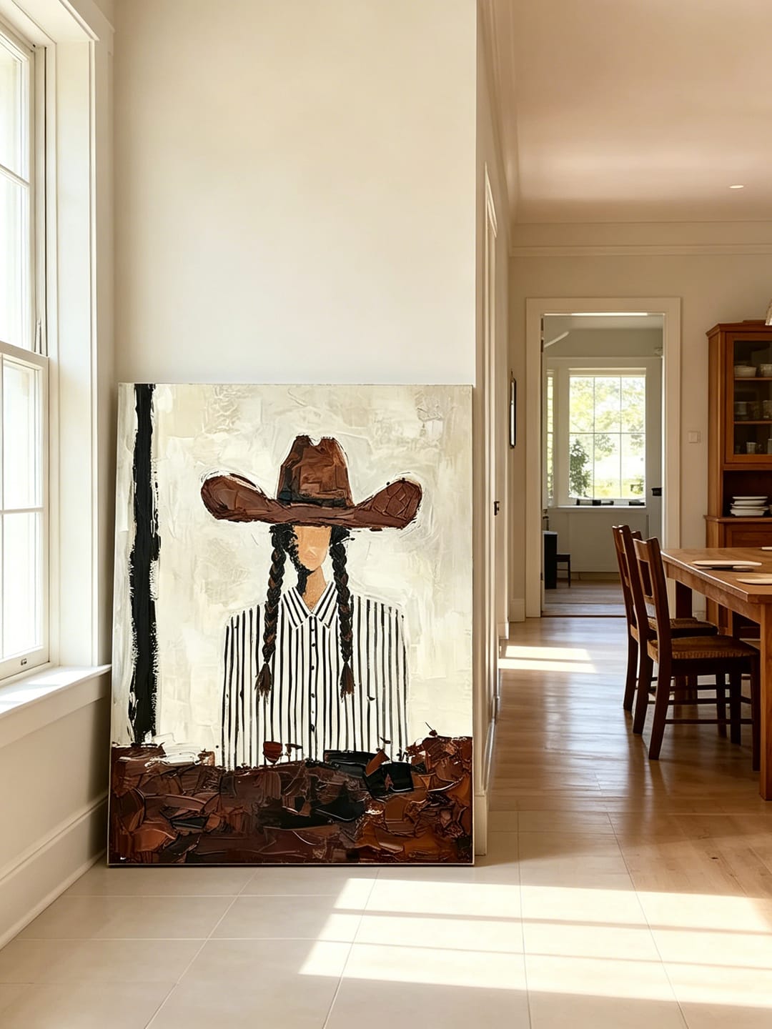 Customer photo review of “Silent Cowgirl” – Modern Western Portrait Oil Painting