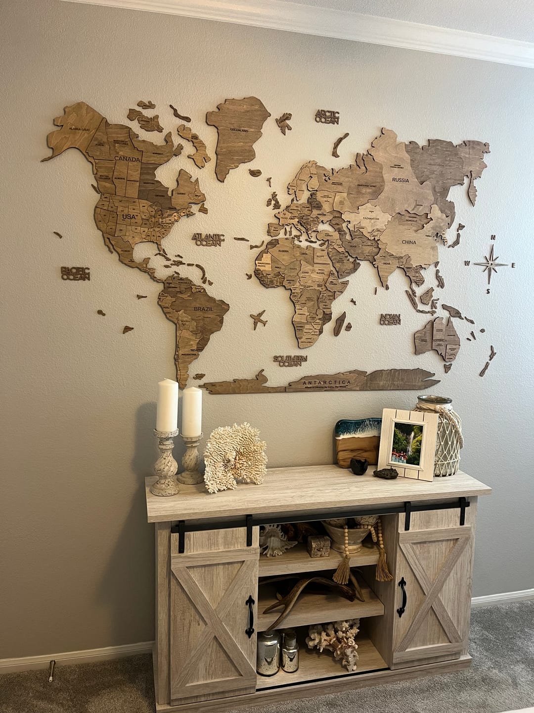 Customer photo review of 3D Wooden World Map Terra