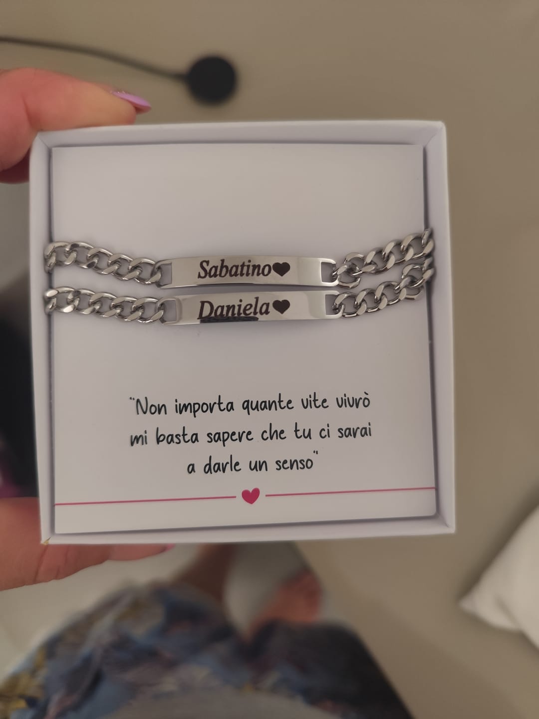 Customer photo review of Bracciali per Coppia Personalizzati con Incisione ✦ Unione Eterna