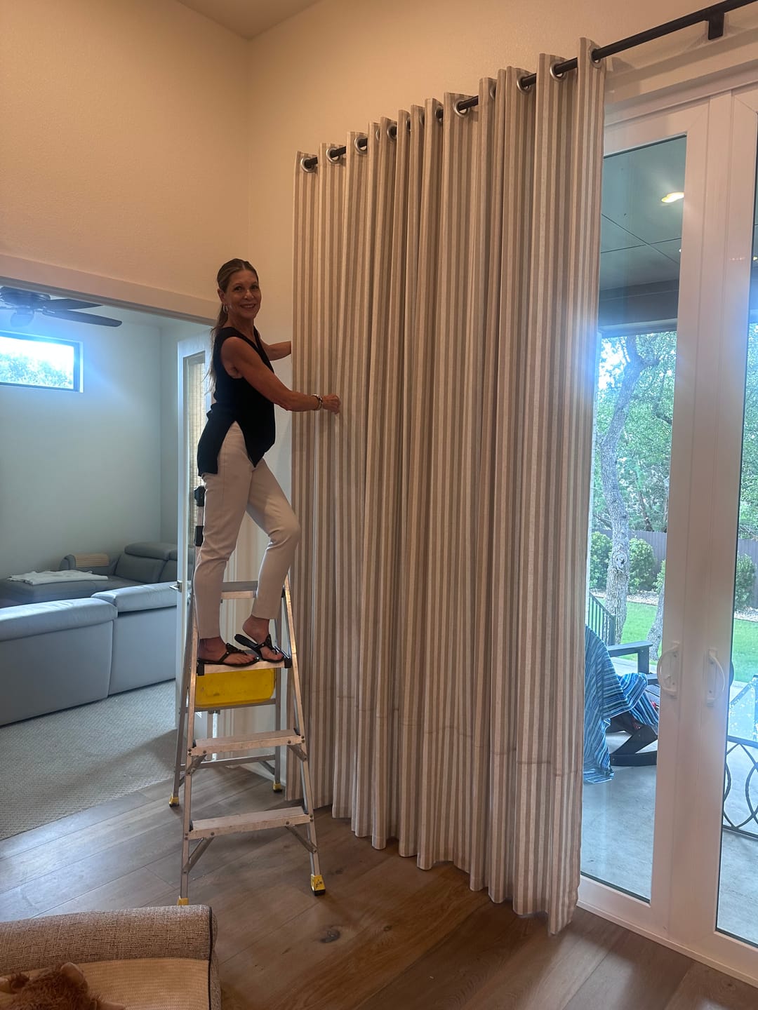 Customer photo review of Colette Thermal Stripe Linen Curtains