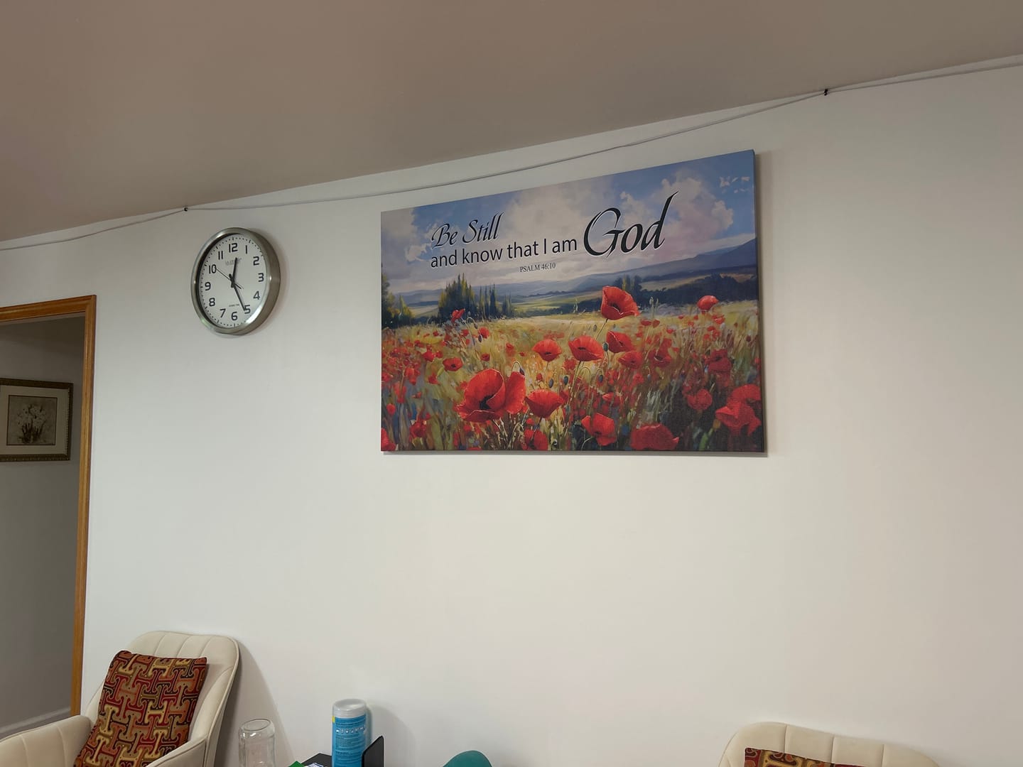 Customer photo review of Be Still And Know That I Am God Psalm 46:10, Poppy Field, Wall Art Canvas