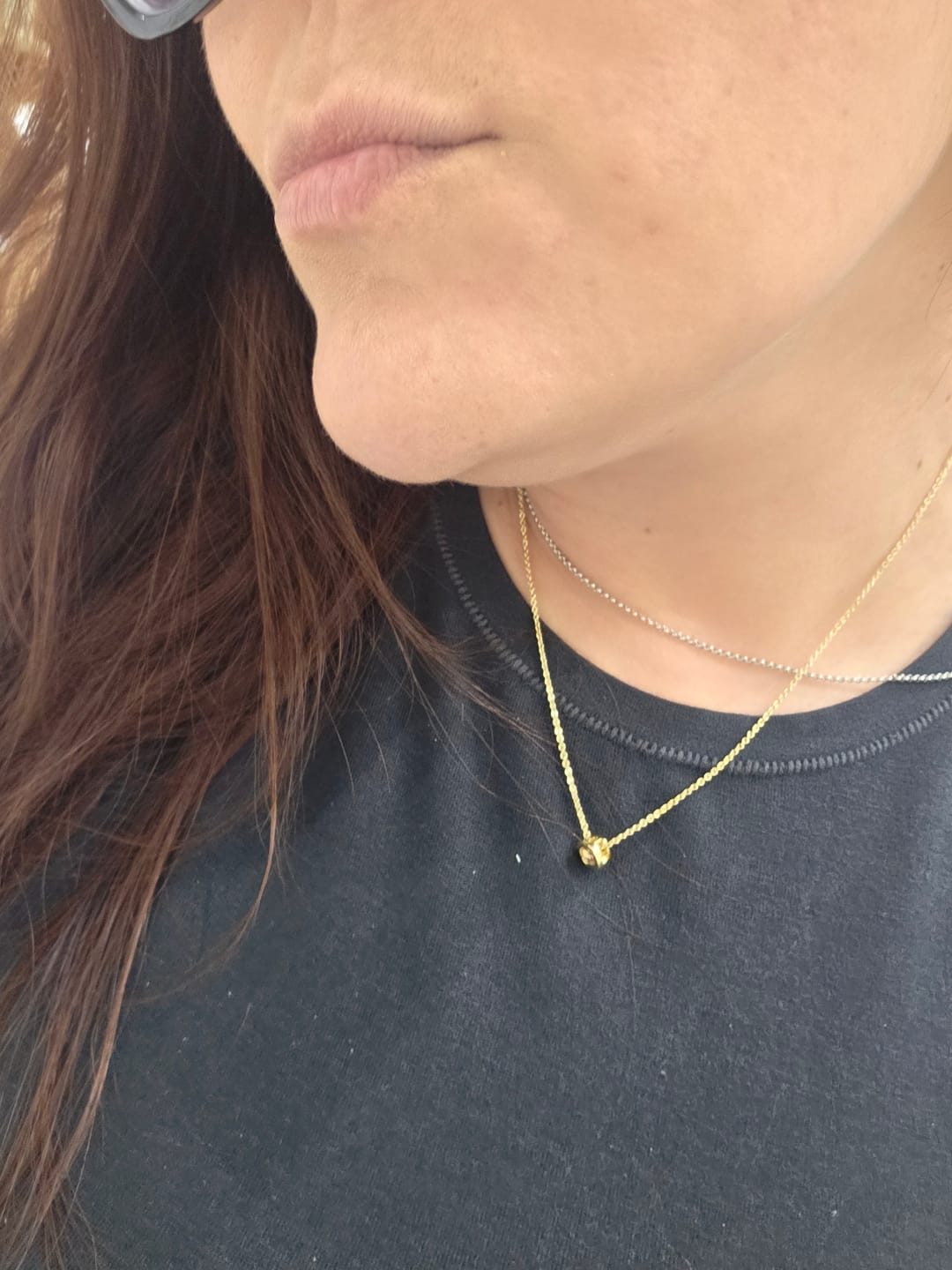Customer photo review of Collar Birthstone Cuadrado Dorado