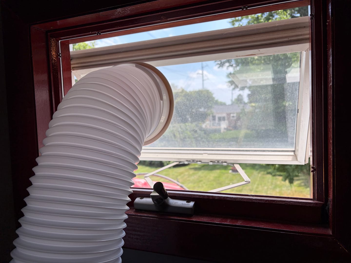 Customer photo review of Custom Portable AC Vent Kit for Awning & Basement Windows
