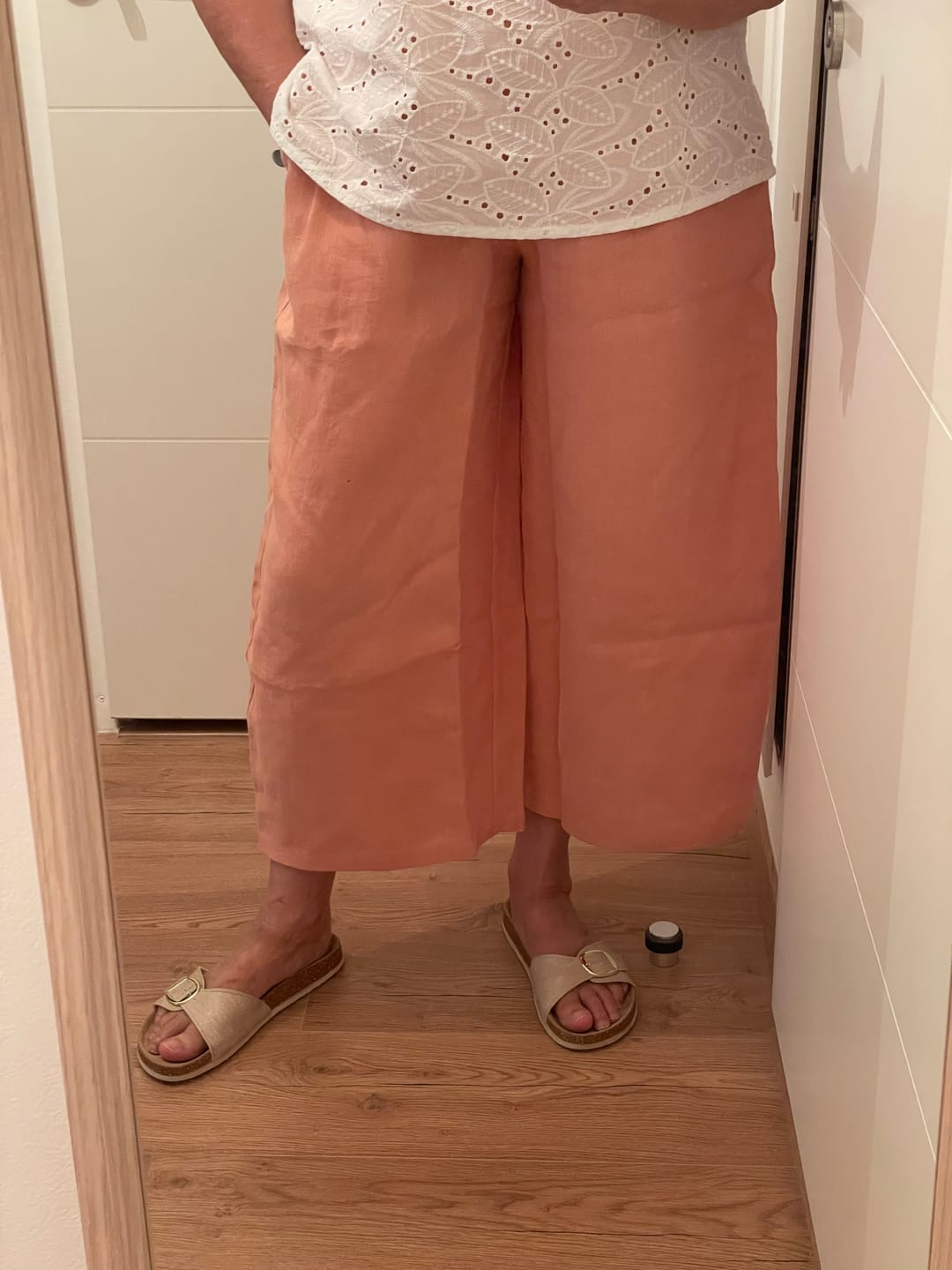 Customer photo review of Pantalon Briac - Lin abricot