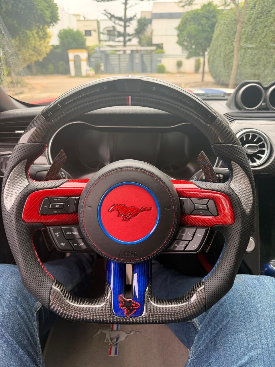 Customer photo review of [Complete/Heated] Custom Carbon Fiber Steering Wheel for 2015-2023 Mustang