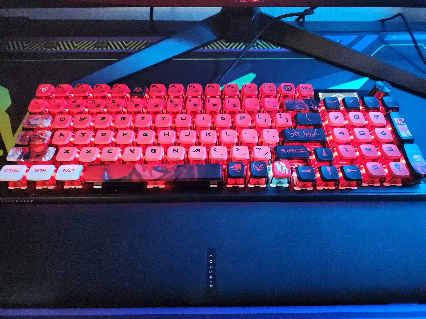 Customer photo review of Pudding Four-sided Light-transmitting Anime Keycaps