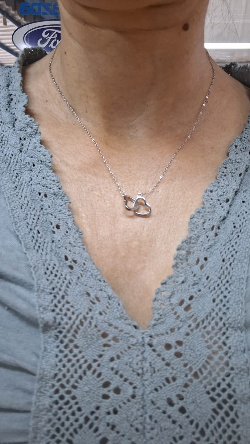 Customer photo review of שרשרת לב משובצת מכסף 925 סטרלינג - עם תמונה מוצפנת
