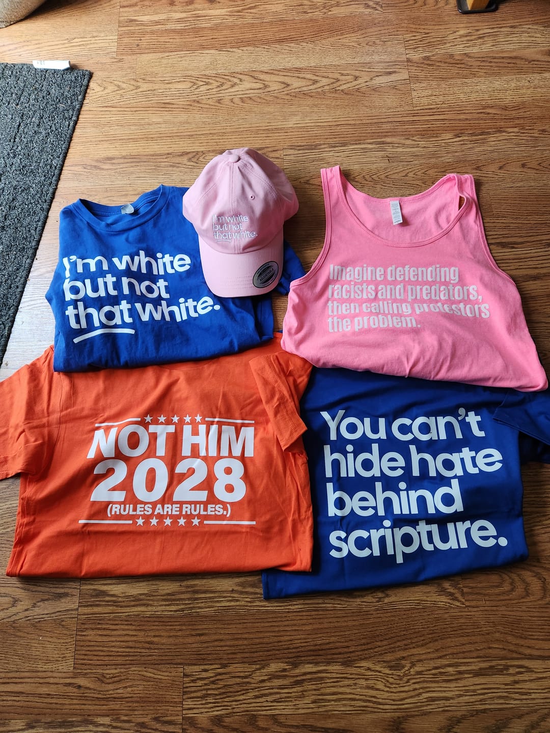 Customer photo review of You Can’t Hide Hate Behind Scripture Unisex Tee