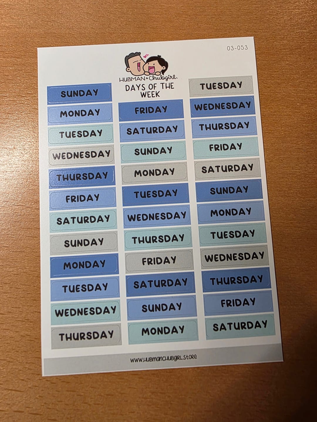 Customer photo review of Days of the Week - Deep Blue Sea Planner Stickers