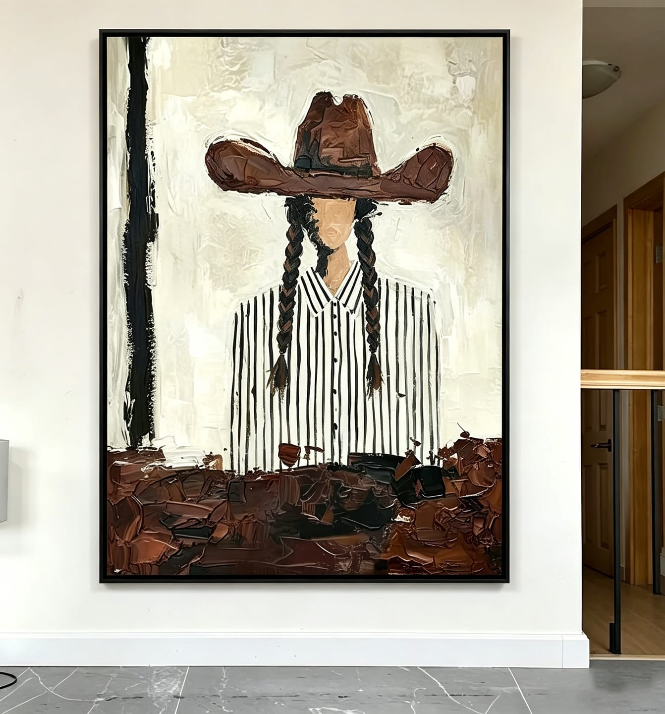 Customer photo review of “Silent Cowgirl” – Modern Western Portrait Oil Painting