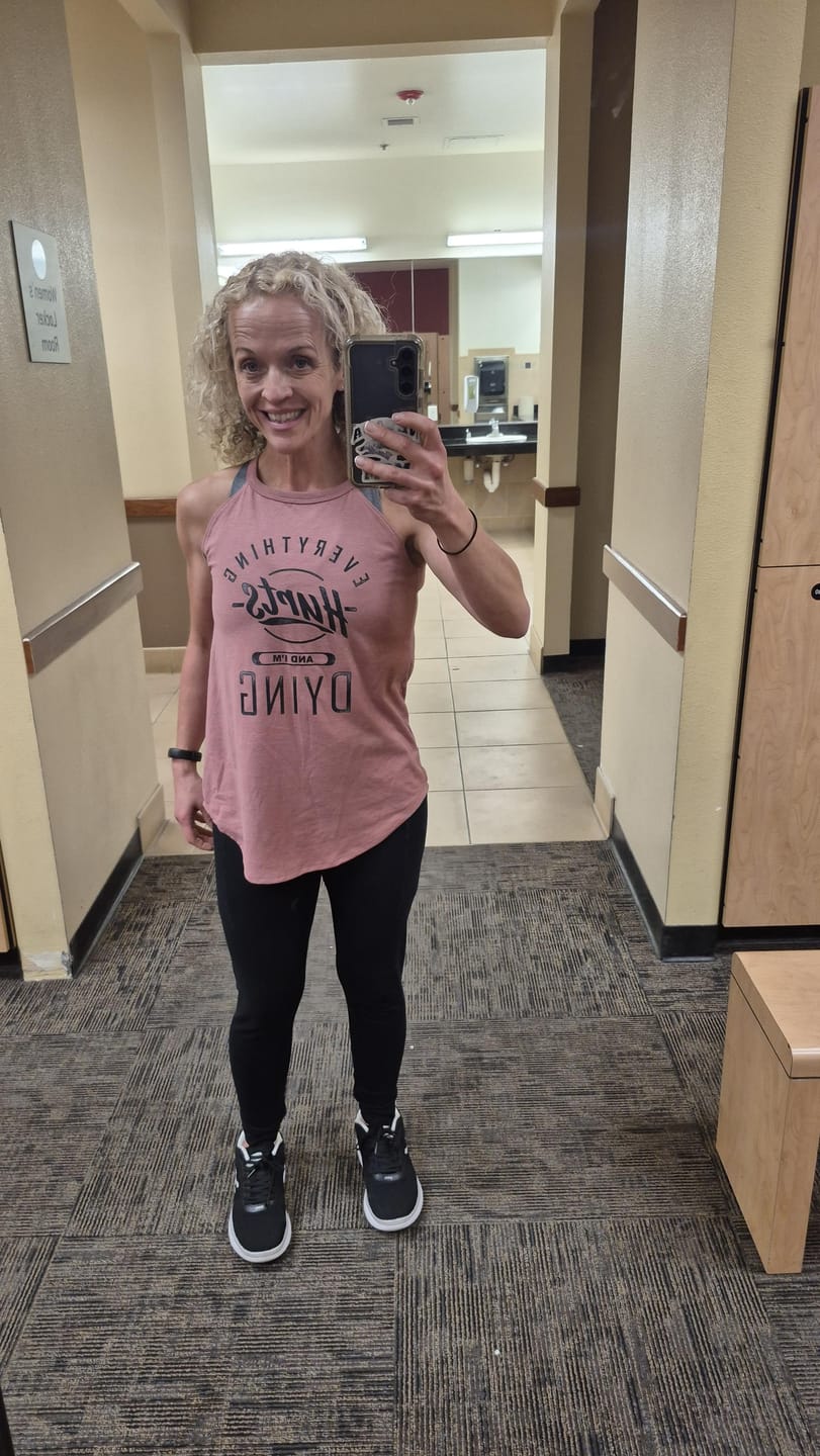 Customer photo review of Everything Hurts Rocker Tank