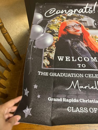 Customer photo review of Star Styles Class Of 2026 - Graduation Party Welcome Sign - Custom Photo Grad Party Sign - Personalized Graduation Decoration