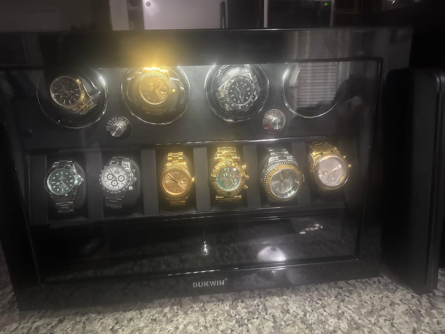 Customer photo review of 4 Watch Winders for Automatic Watches with 6 Watches Display Organizer