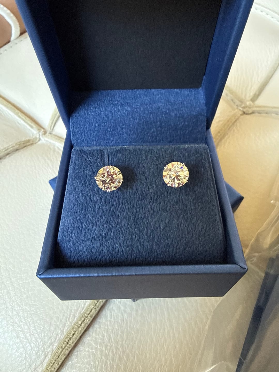 Customer photo review of Lab Grown Round Diamond Stud Earrings
