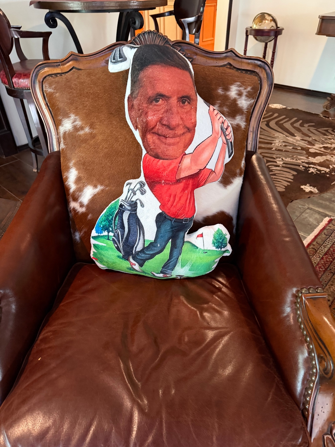 Custom Photo Face Pillow Play Golf Face Picture Blue Pillow Doll Face Shaped Pillow Golf Gift for Living Room golf outfit inspiration from Golf Gentry
