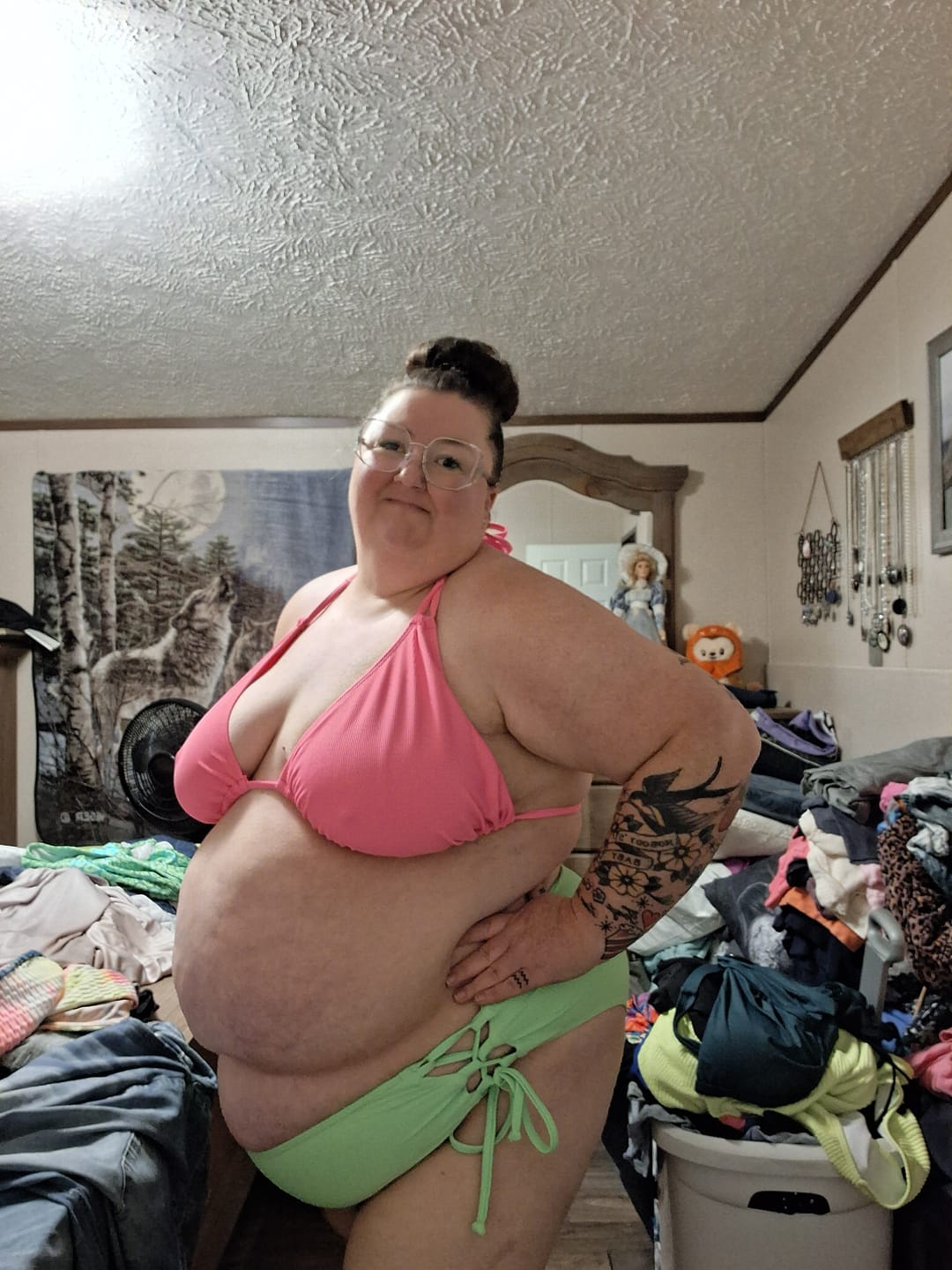 Customer photo review of Hot Pink Rib Triangle Bikini Top