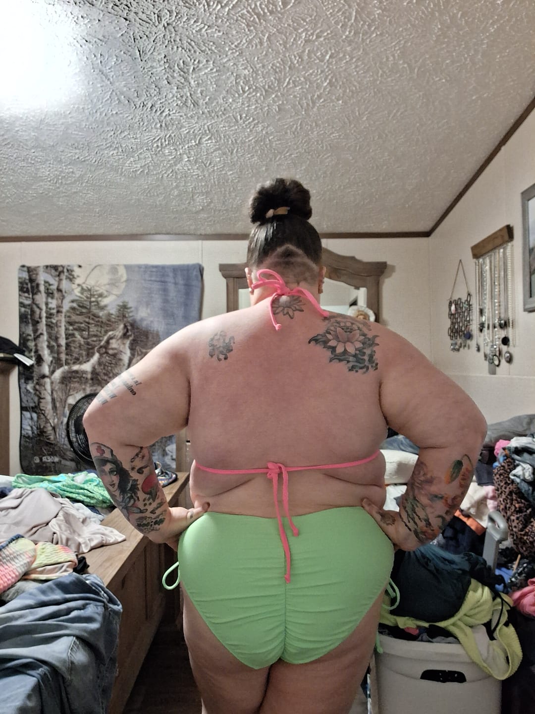 Customer photo review of Neon Green Rib Side Tie Bikini Bottom