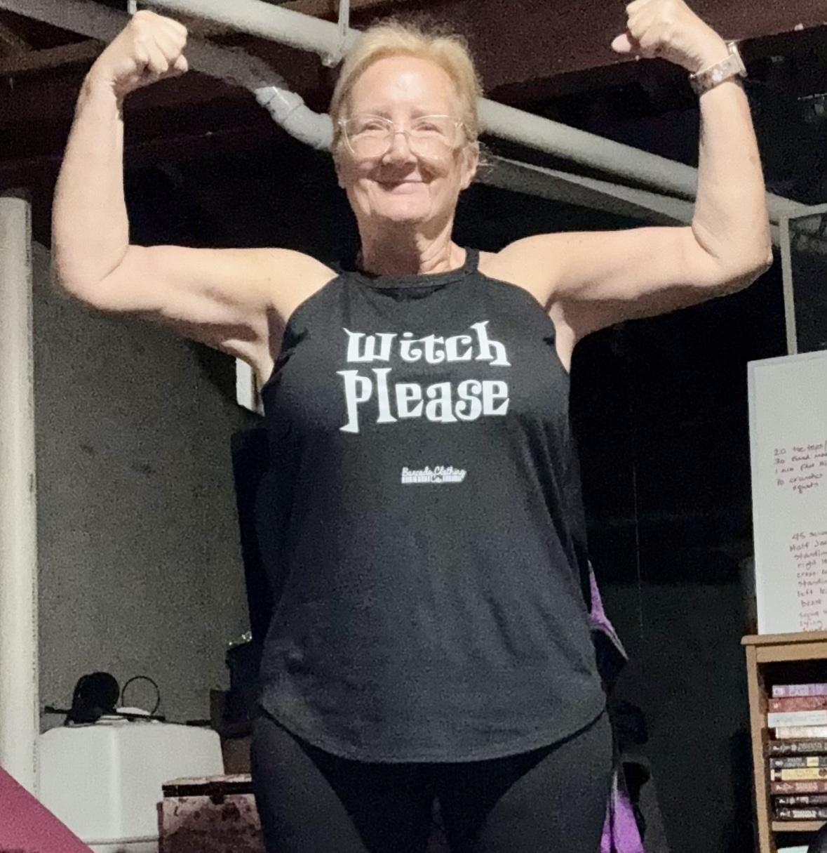 Customer photo review of Witch Please Color Rocker Tank
