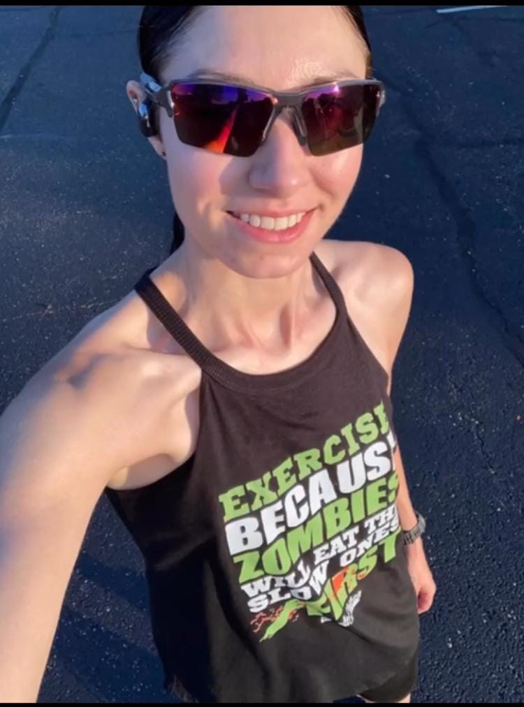 Customer photo review of Exercise Because Color Rocker Tank