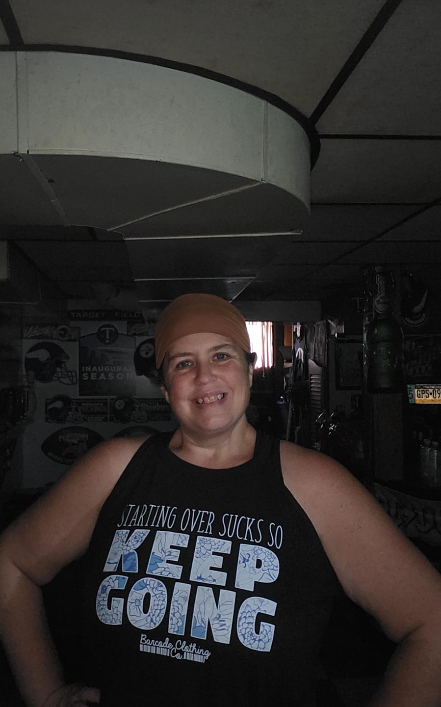 Customer photo review of Starting Over Sucks So Keep Going Color Rocker Tank