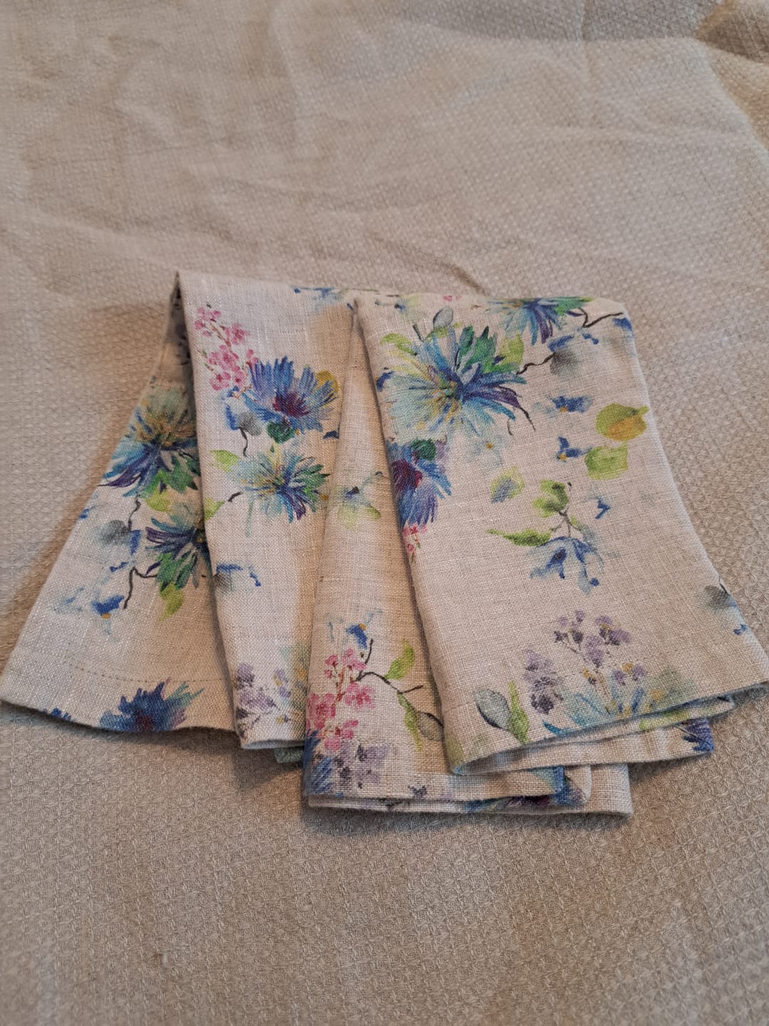 Customer photo review of Flowers on Natural Linen Napkins Set of 2