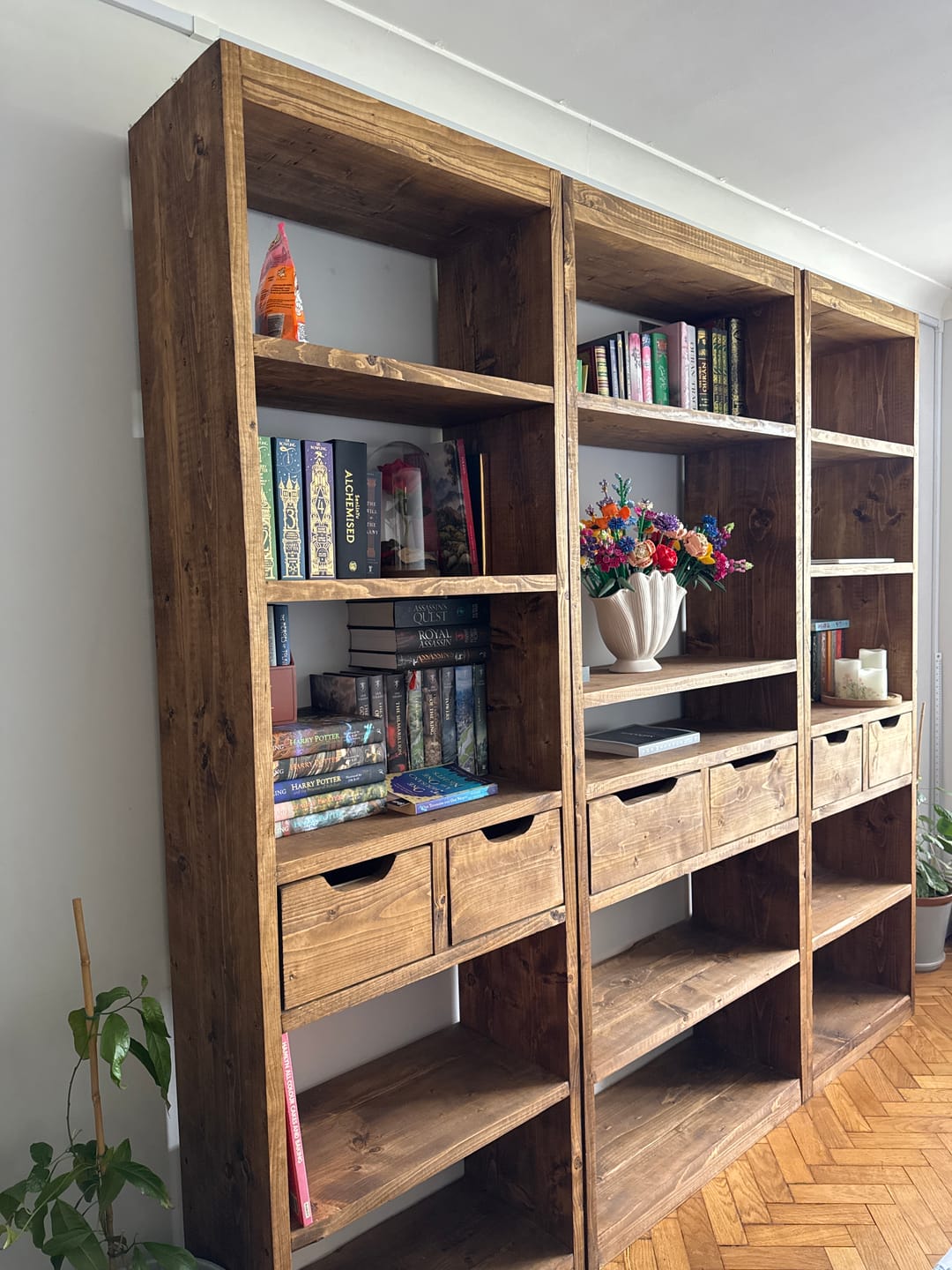 Customer photo review of Reclaimed Wood Bookcase & Shelving Units Room Divider - Rustic Open Shelving Storage - roomdivider