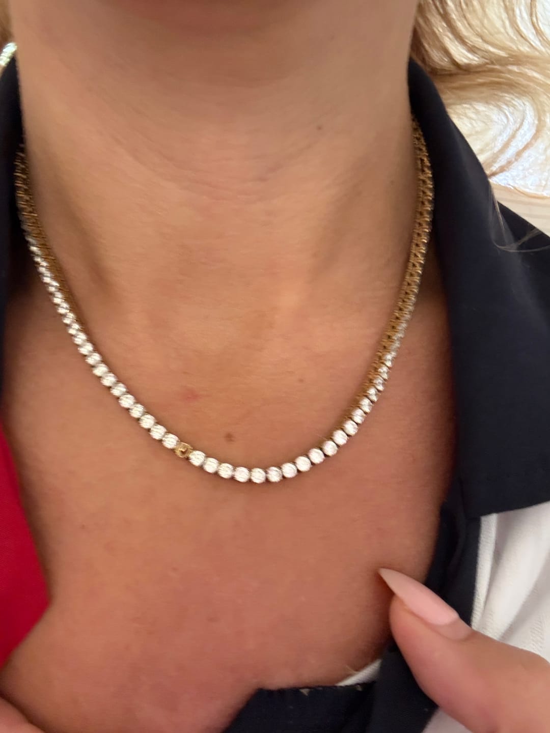 Customer photo review of Luxe Tennis Necklace