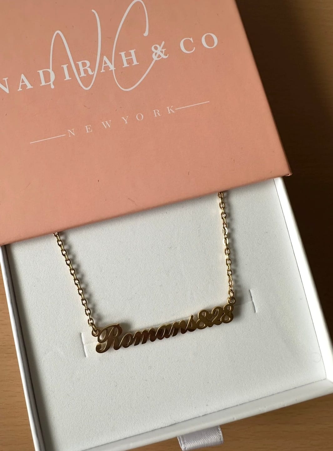 Customer photo review of Custom Bible Verse Necklace