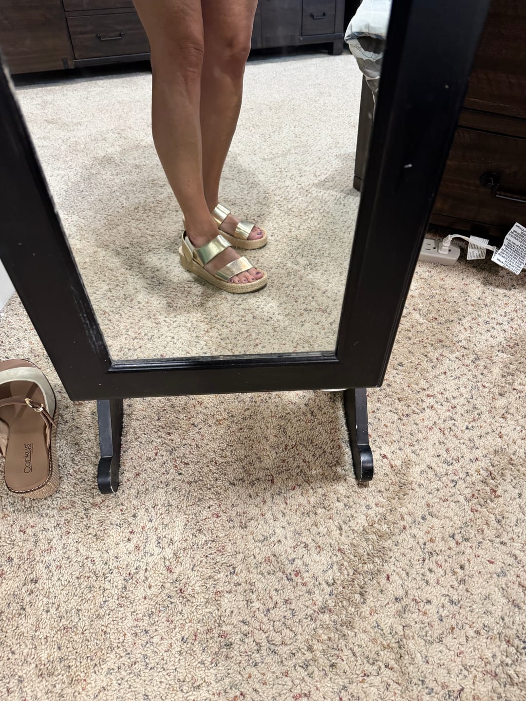 Customer photo review of Corky's Gold Heatwave Sandals