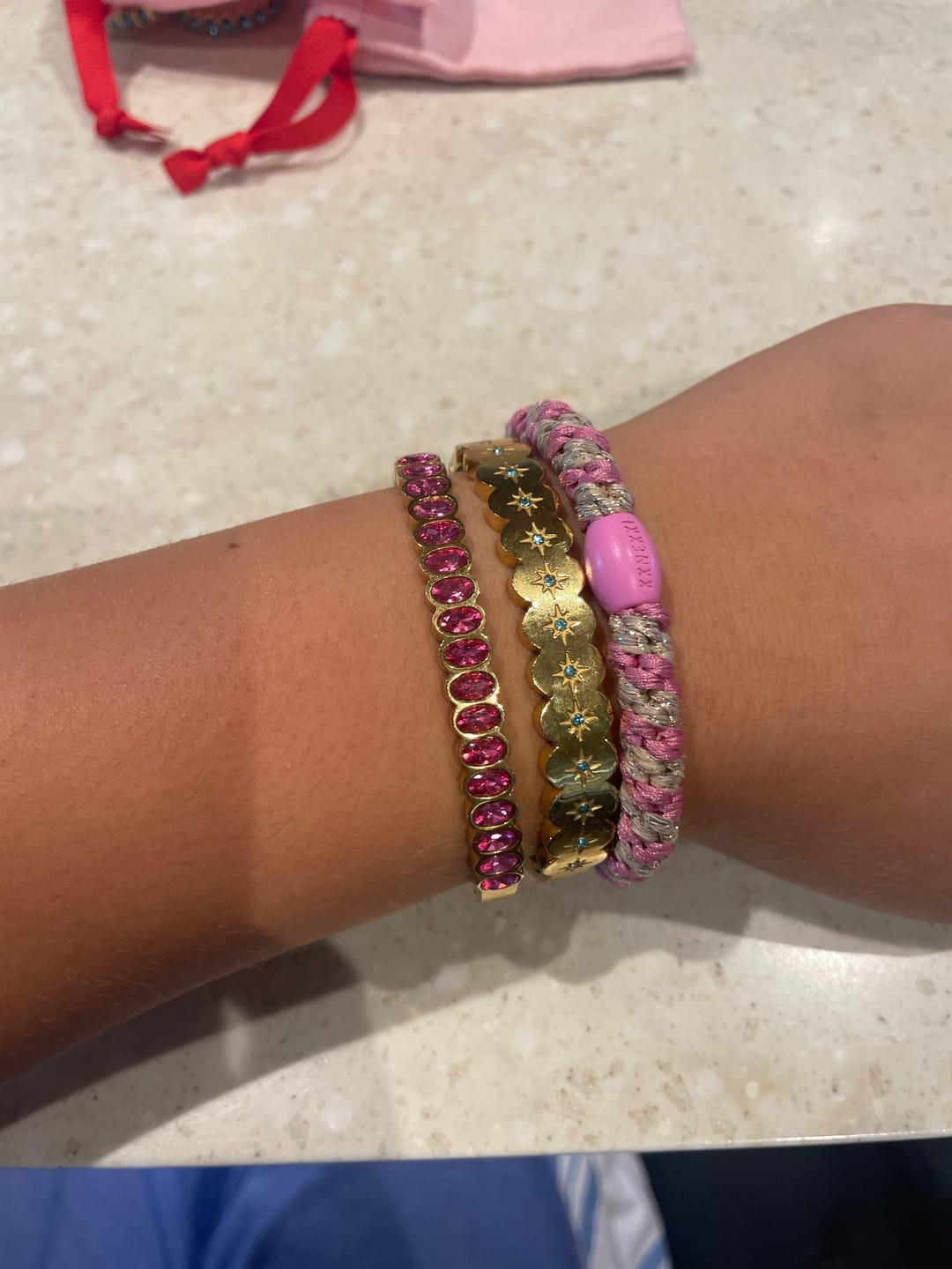 Customer photo review of Tallulah Gold Turqouise Scallop Star Bangle