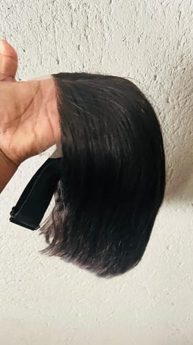 Customer photo review of Vietnamese Super Double Drawn Bone Straight 5x5 Glueless Closure 10" Natural Black Wig
