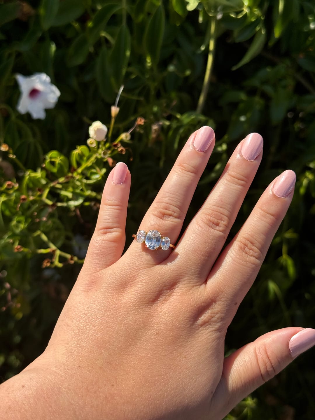 Customer photo review of Oval Triology Diamond-Inspired Ring