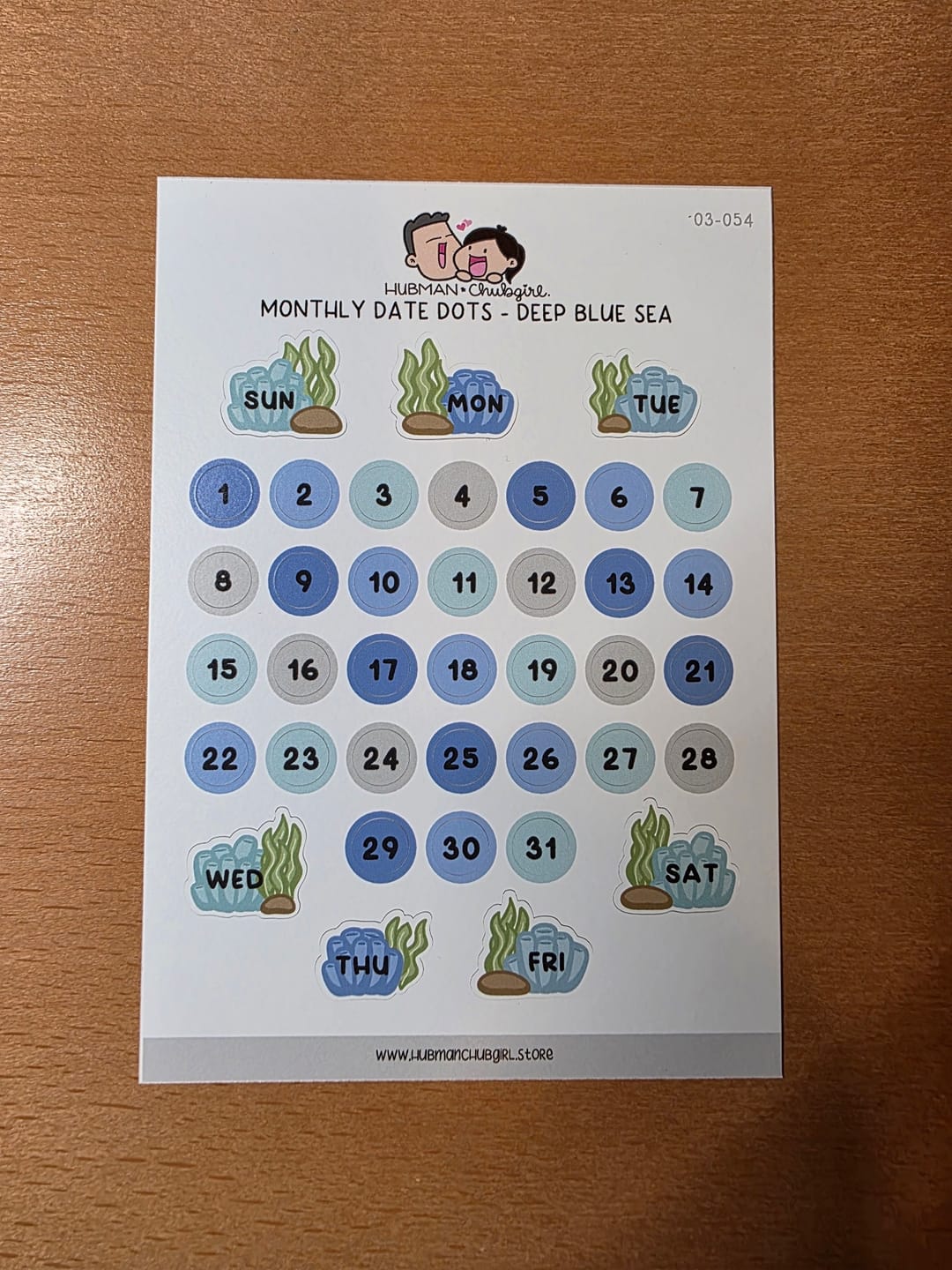 Customer photo review of Monthly Date Dots - Deep Blue Sea Planner Stickers