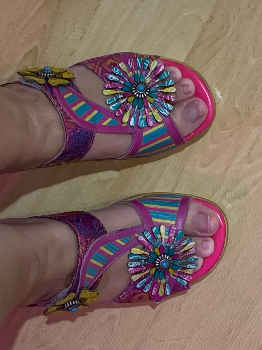 Customer photo review of Vibrant Floral Boho Chunky Heeled Sandals