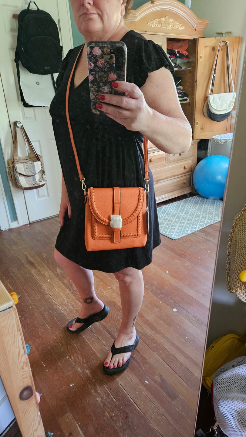 Customer photo review of Roberta Vegan Whipstitch Crossbody
