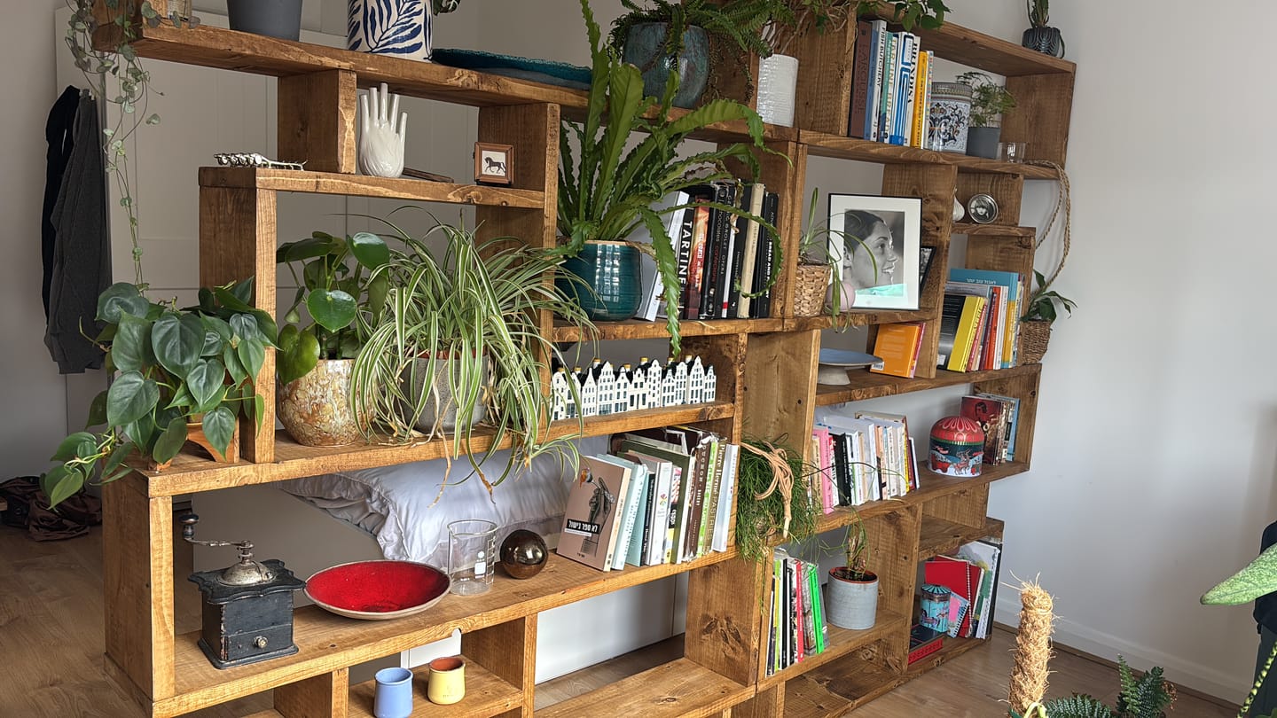 Customer photo review of Solid Wood Box Bookcase & Shelving Unit - Modular Storage Organizer - Boxes