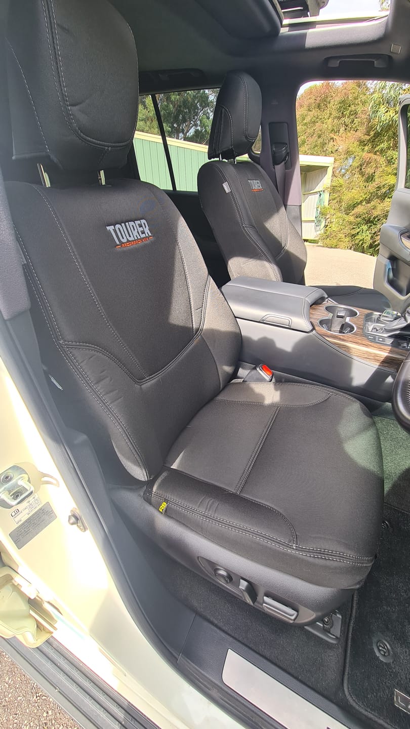 Customer photo review of Toyota Landcruiser 300 Series - VX - GP9 Tourer 2x Front Seat Covers (In Stock)