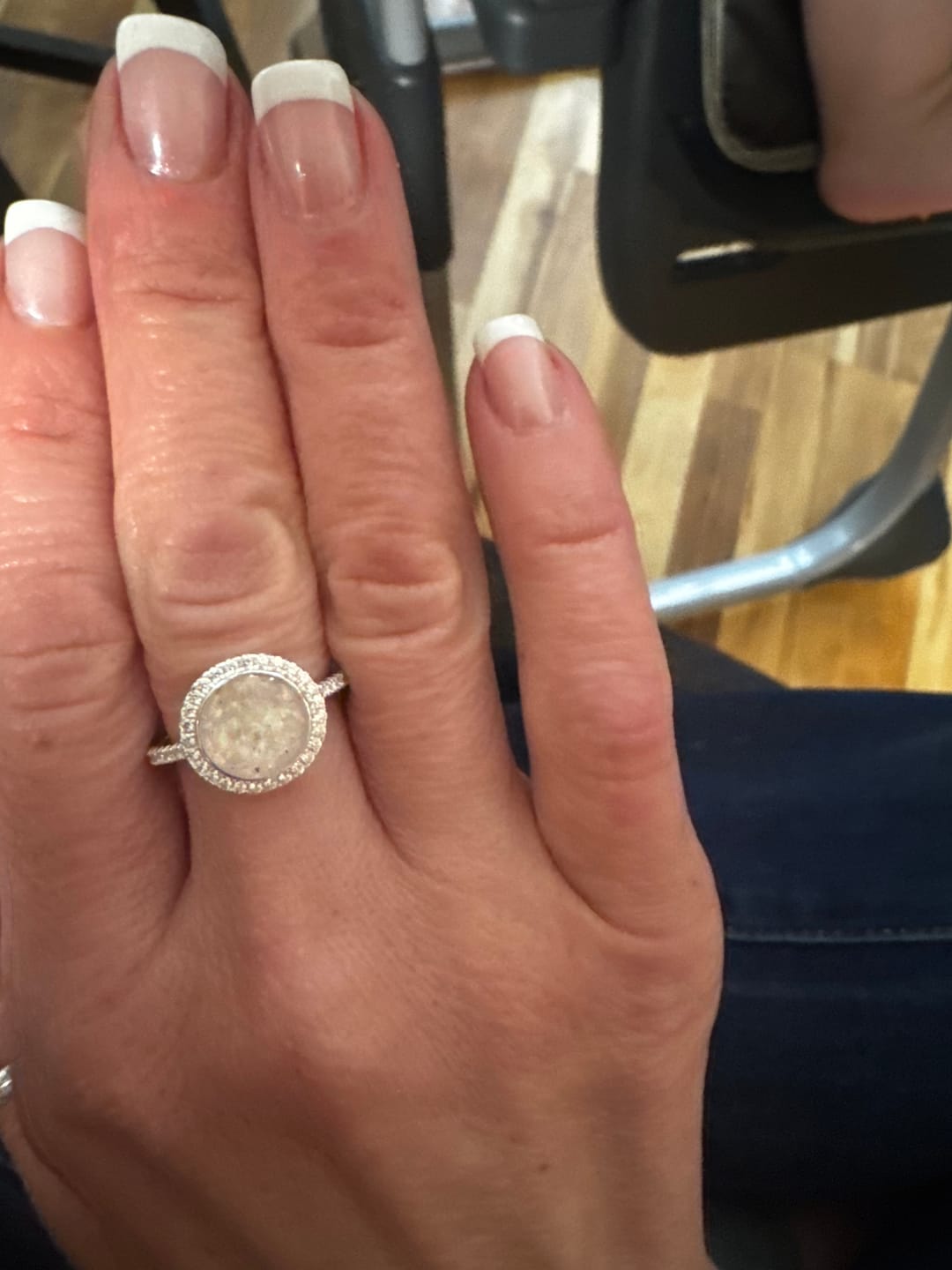 Customer photo review of Bedazzled Circle Opal Cremation Ring