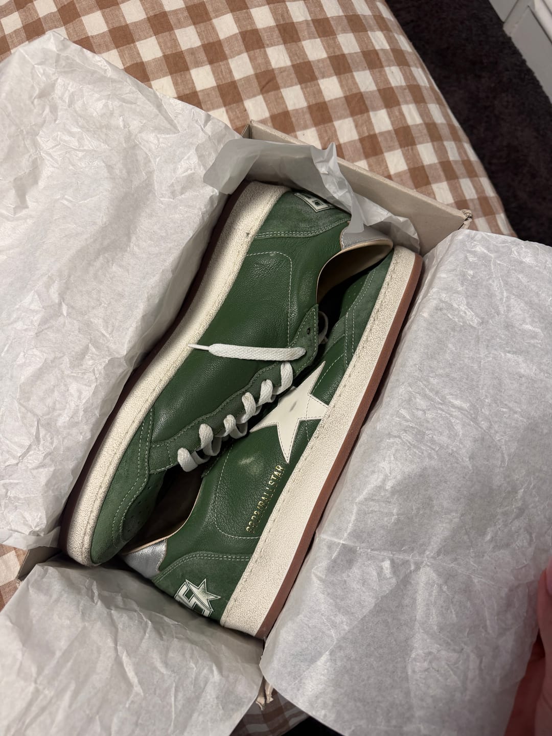 Customer photo review of Golden Goose Sneakers Ball Star Men Leather Green/Silver