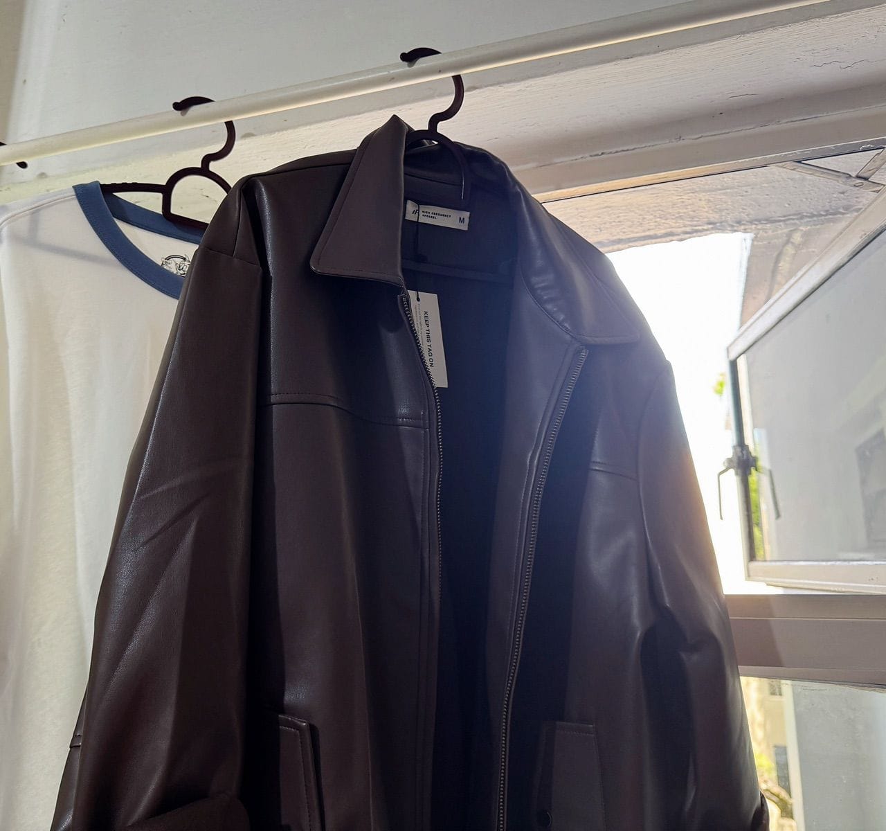 Customer photo review of Classic PU Leather Zip-Up Jacket