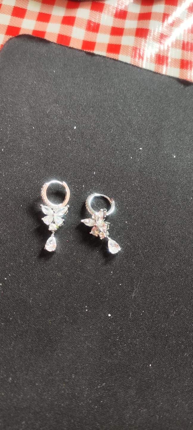 Customer photo review of Par Arracada Doble Con Zirconias