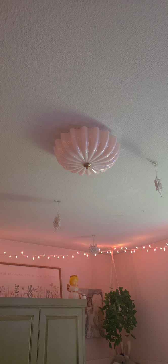 Customer photo review of Art Deco Pleated Flower Shine Glass Semi Flush Mount
