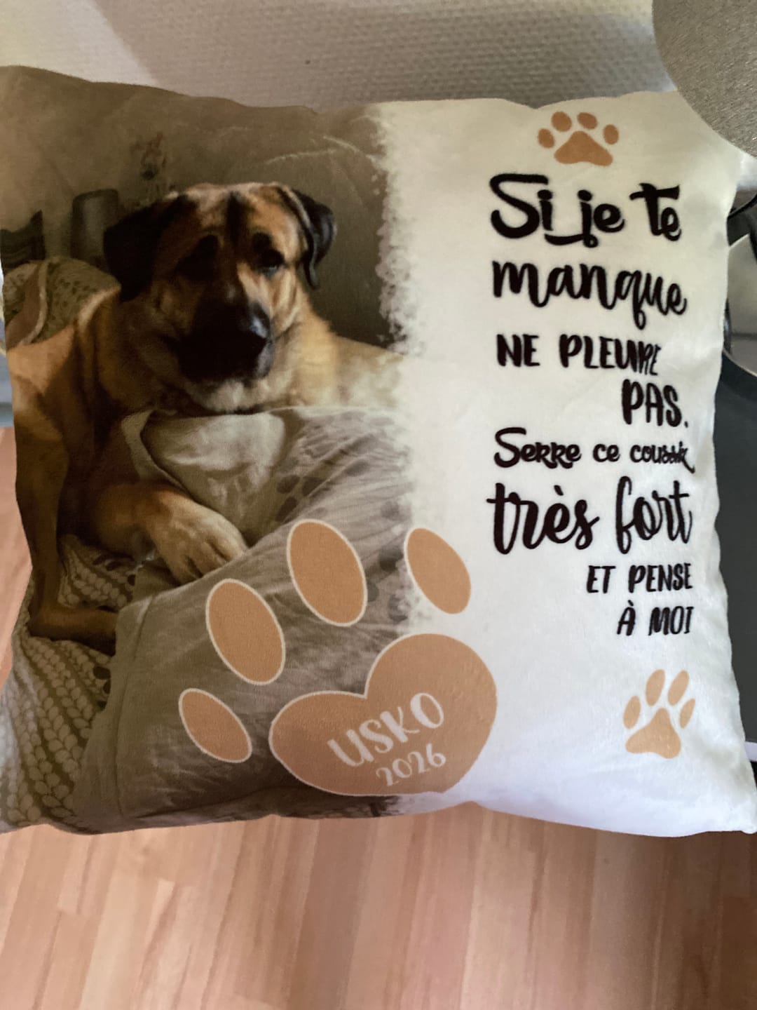 Customer photo review of Si je te manque - Coussin personnalisé